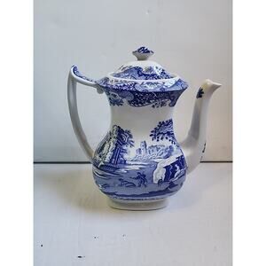 VNT MCM Spode Blue Italian Coffee Tea Pot Transferware England 18TH Century
